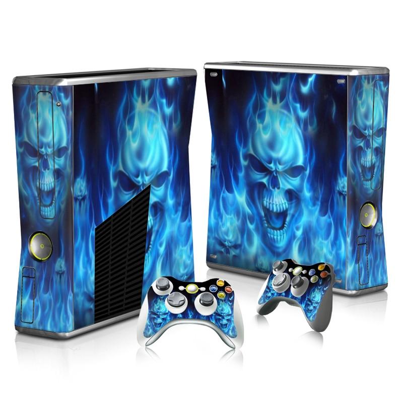 SKULL BLUE FIRE - XBOX 360 SLIM PROTECTOR SKIN - best-skins