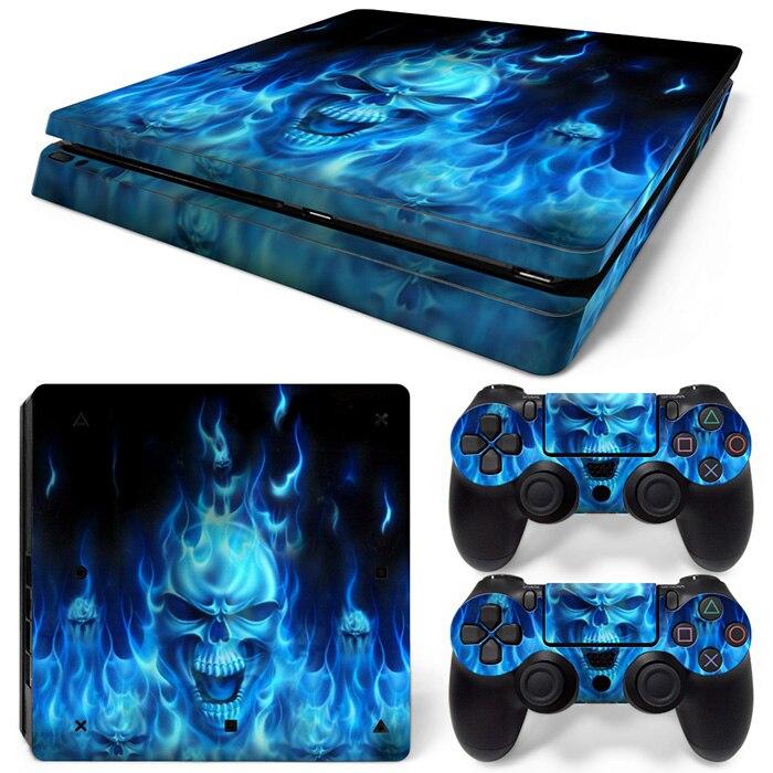 SKULL BLUE FIRE - PLAYSTATION 4 SLIM PROTECTOR SKIN - best-skins