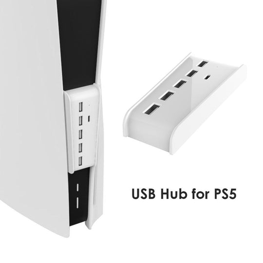 6 in 1 USB Splitter Expander Hub with 5 USB A + 1 USB C Ports for PlayStation 5 Digital Edition Console For PS5 USB Hub