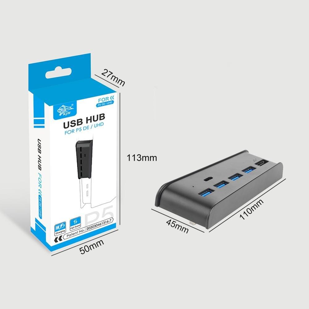 6 in 1 USB Splitter Expander Hub with 5 USB A + 1 USB C Ports for PlayStation 5 Digital Edition Console For PS5 USB Hub
