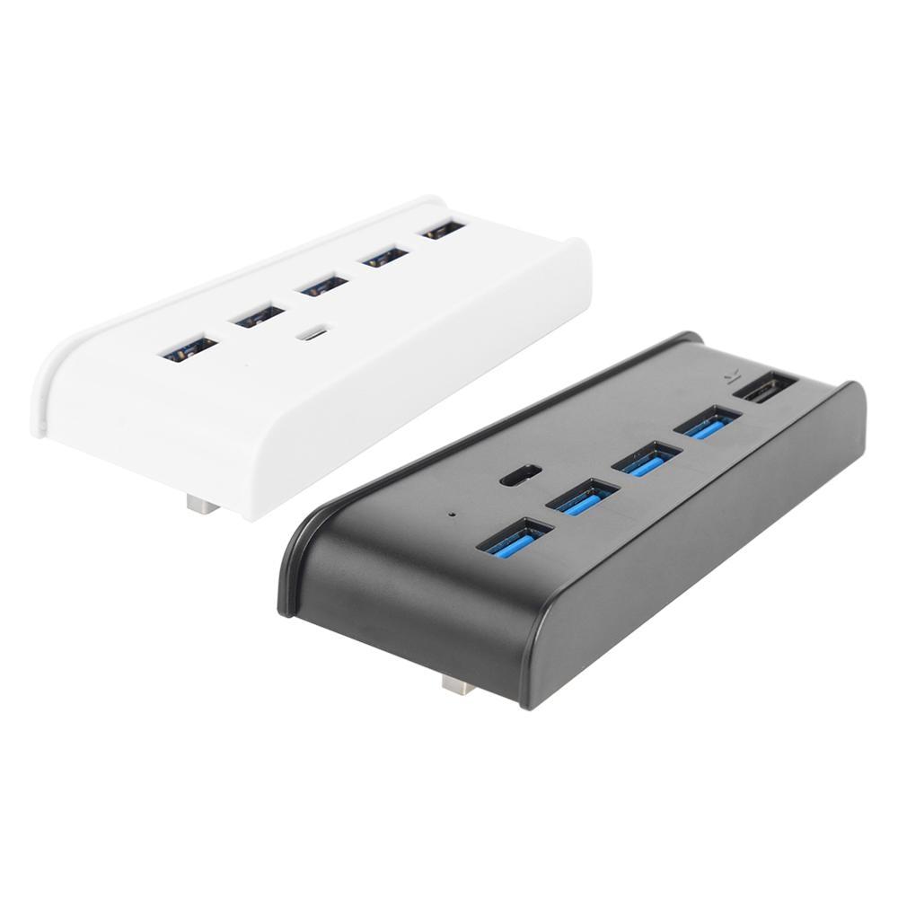 6 in 1 USB Splitter Expander Hub with 5 USB A + 1 USB C Ports for PlayStation 5 Digital Edition Console For PS5 USB Hub