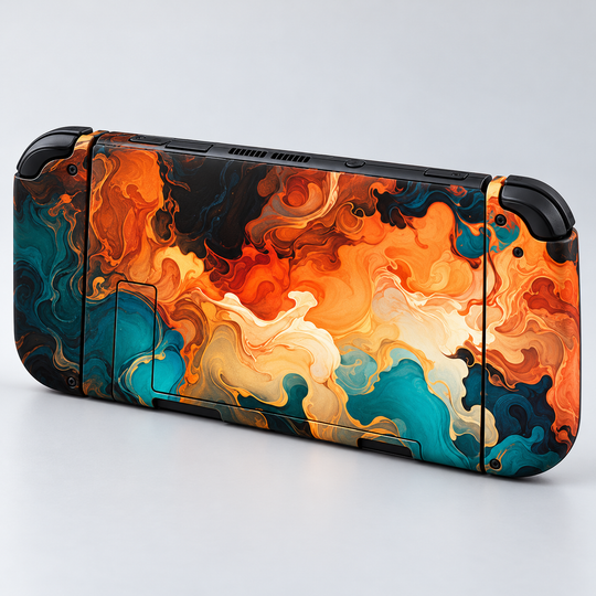 Amber Teal Swirl Skin for Nintendo Switch 2 — back mockup; skin only