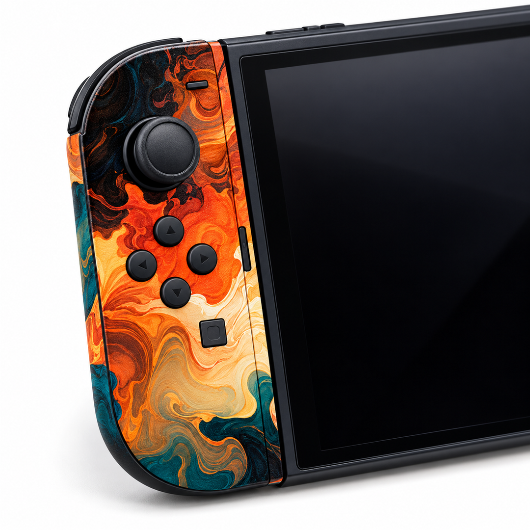 Amber Teal Swirl Skin for Nintendo Switch 2 — detail mockup; skin only