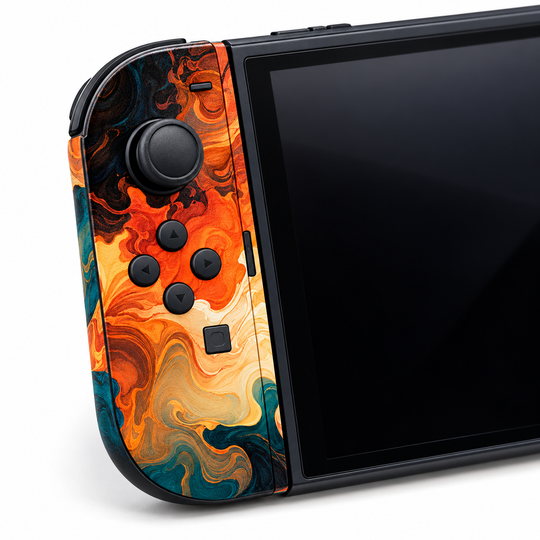 Amber Teal Swirl Skin for Nintendo Switch 2 — detail mockup; skin only