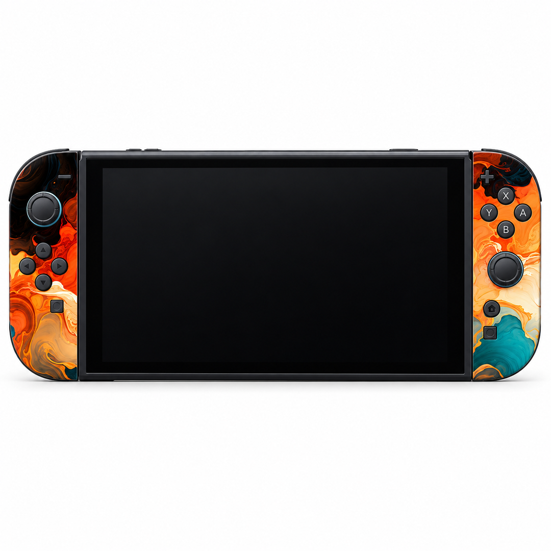 Amber Teal Swirl Skin for Nintendo Switch 2 — front mockup; skin only