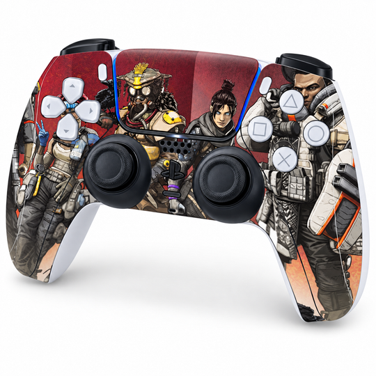 Apex Legends Squad Lineup Skin for PS5 DualSense Controller — studio angle on white background