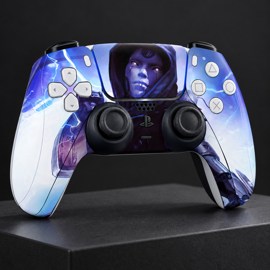 Apex Legends Void Lightning Skin for PS5 DualSense Controller — studio angle on dark background