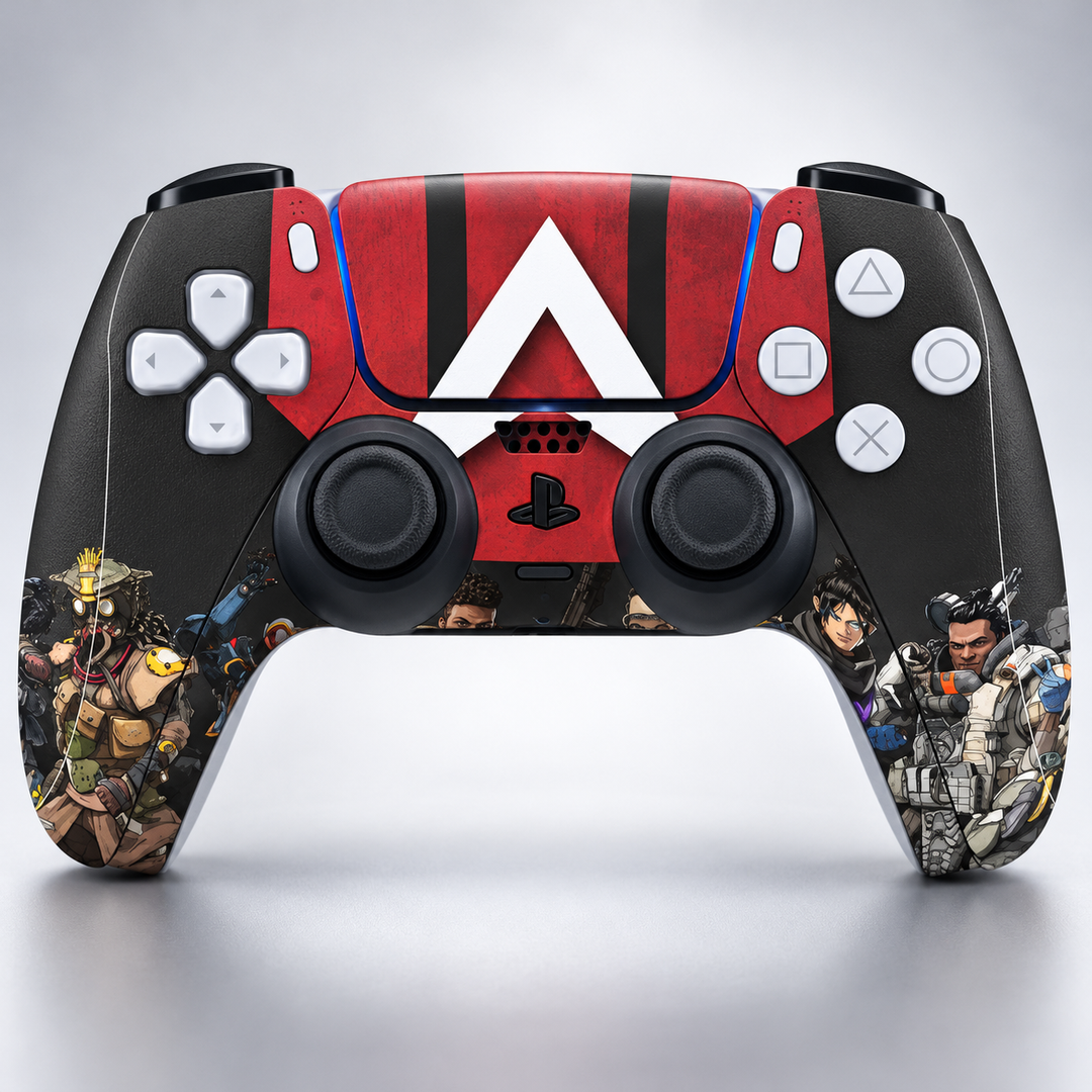 Apex Legends Crimson Emblem Skin for PS5 DualSense Controller — design detail view