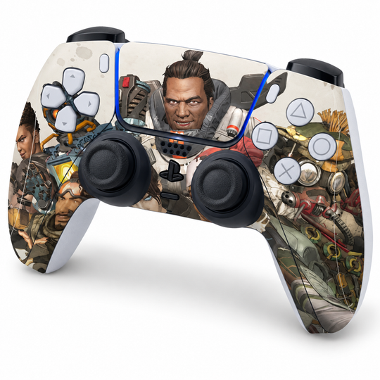 Apex Legends Gibraltar Squad Skin for PS5 DualSense Controller — studio angle on white background