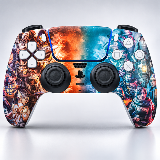 Apex Legends Fire and Ice Skin for PS5 DualSense Controller — design detail view