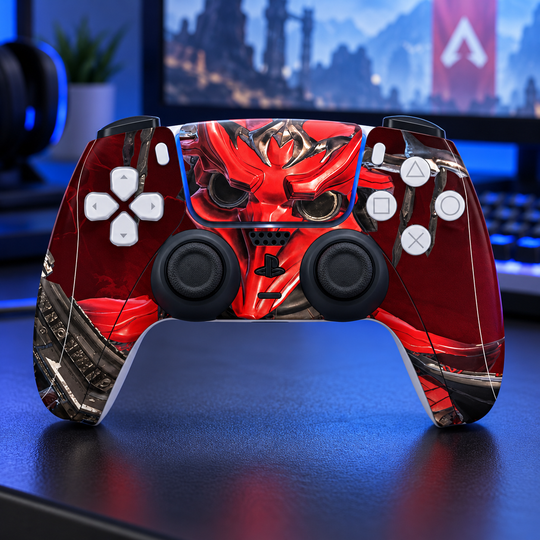 Apex Legends Revenant Red Skin for PS5 DualSense Controller — gaming setup lifestyle view