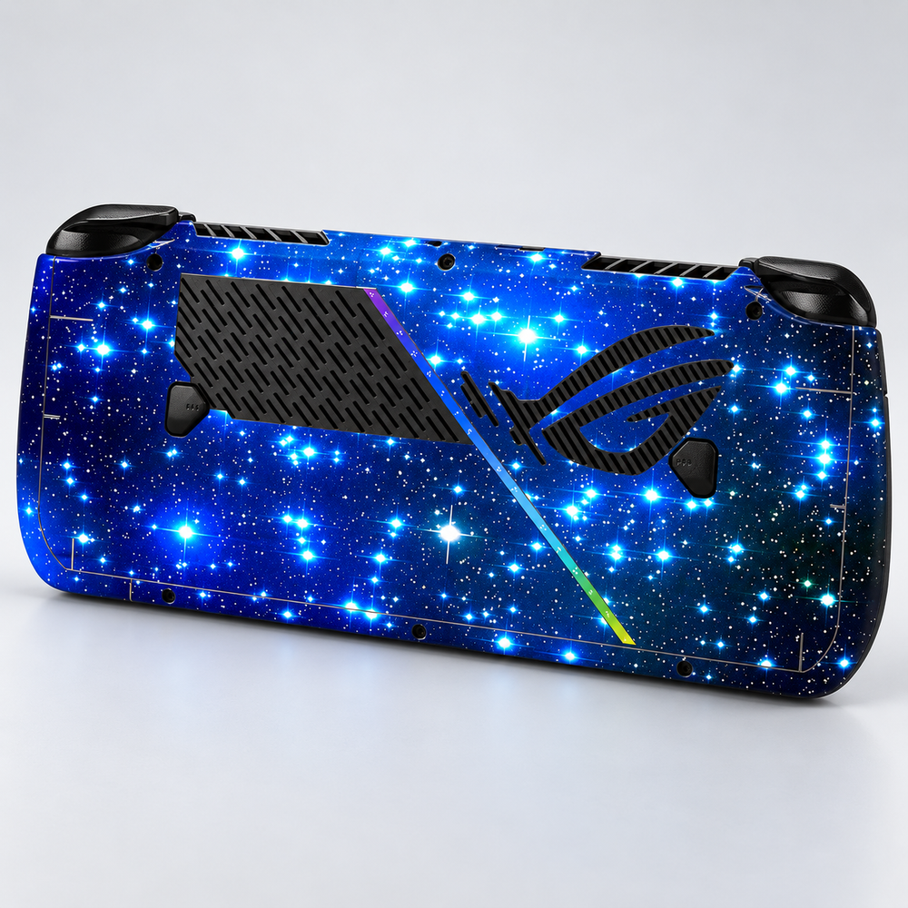 Blue Starfield Skin for ASUS ROG Ally X — back mockup; skin only