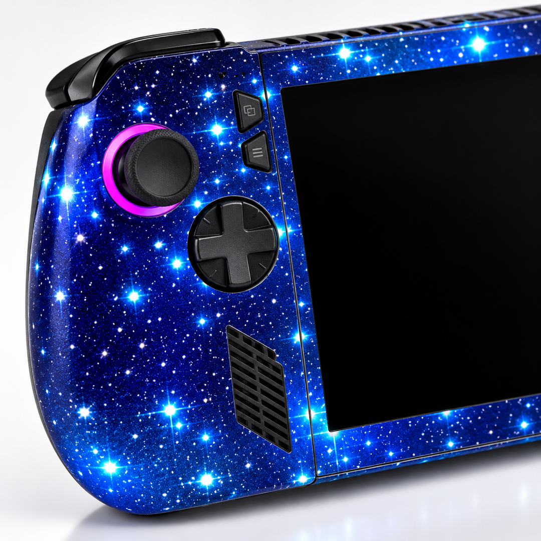 Blue Starfield Skin for ASUS ROG Ally X — detail mockup; skin only