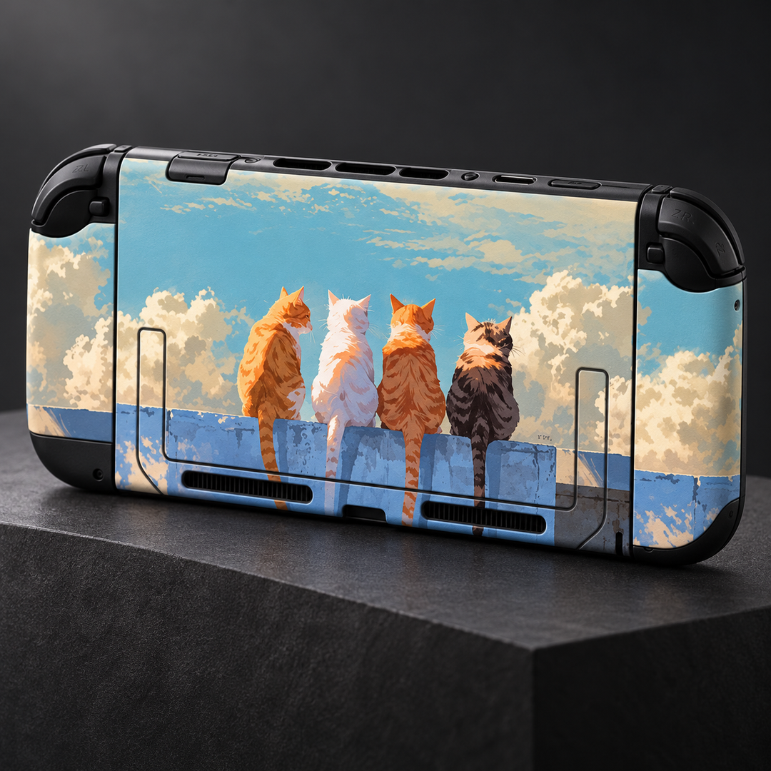 Cats Above the Clouds Skin for Nintendo Switch 2 — back mockup; skin only