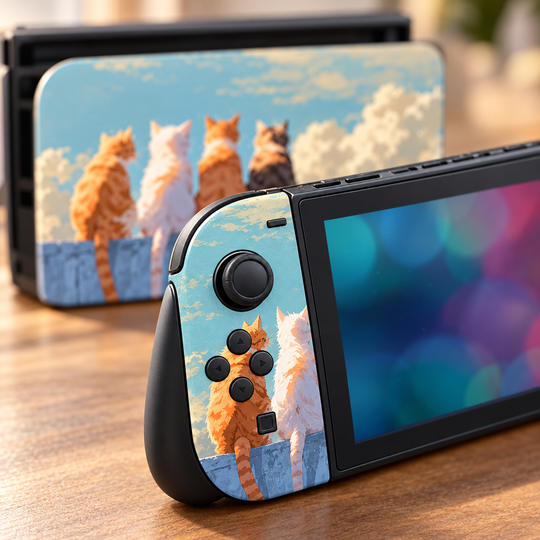 Cats Above the Clouds Skin for Nintendo Switch 2 — detail mockup; skin only