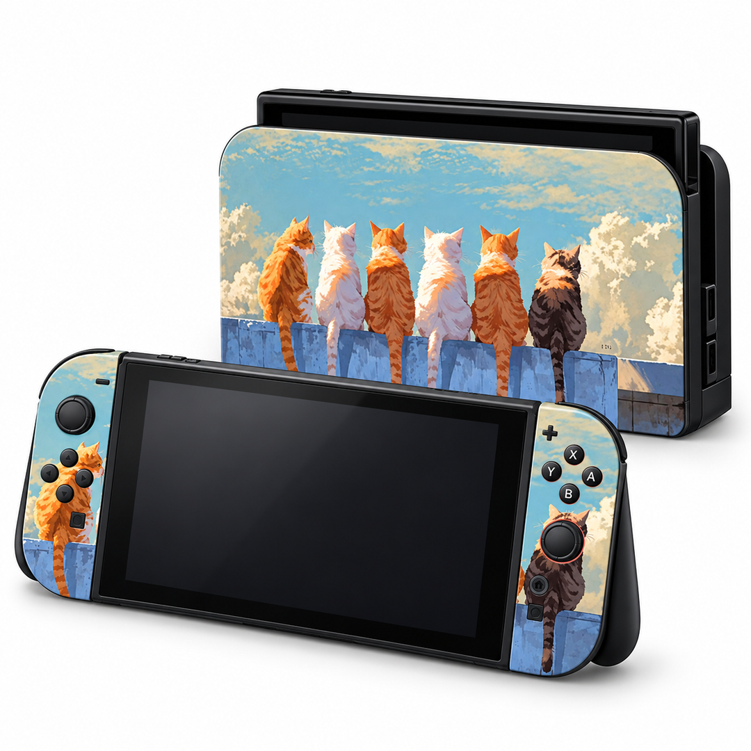 Cats Above the Clouds Skin for Nintendo Switch 2 — front mockup; skin only