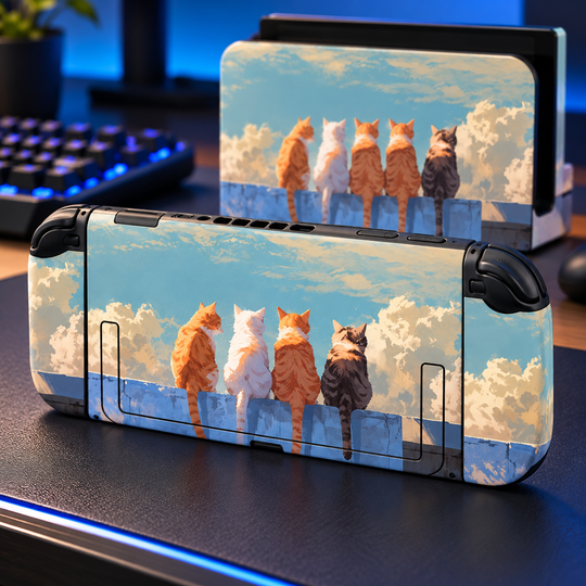 Cats Above the Clouds Skin for Nintendo Switch 2 — lifestyle mockup; skin only