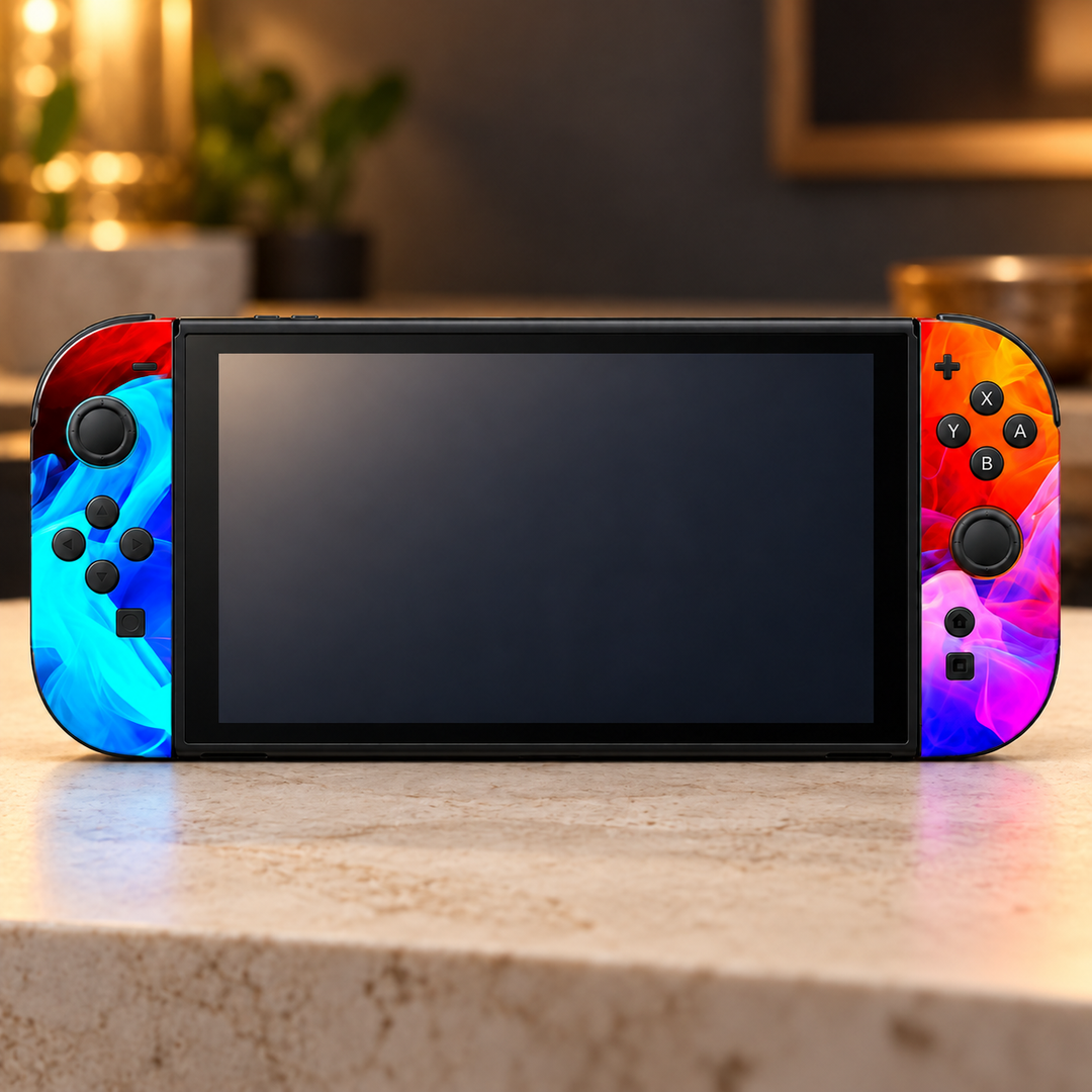Color Smoke Skin for Nintendo Switch 2 — gaming desk setting mockup