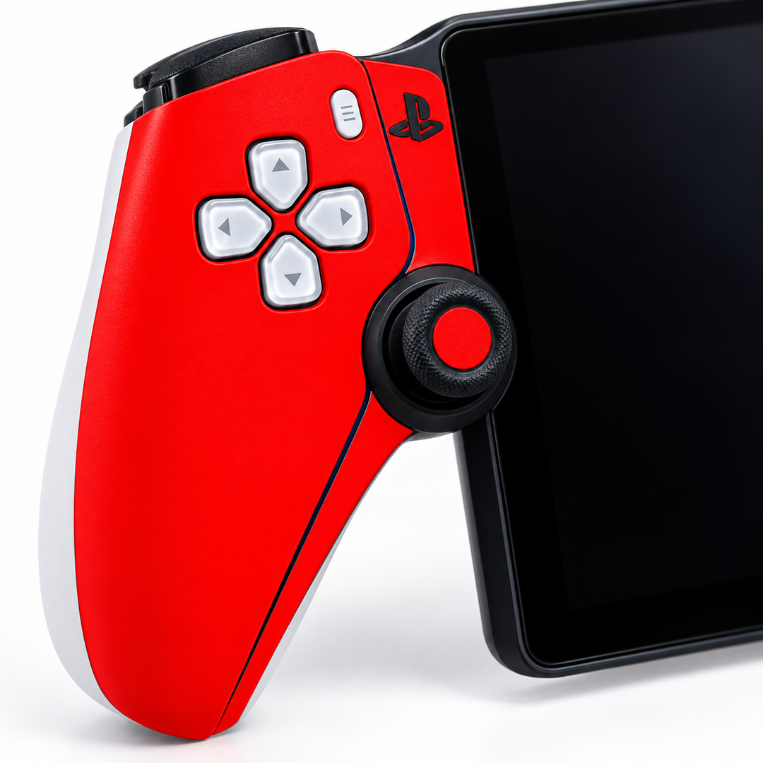 Crimson Red Skin for PlayStation Portal — detail mockup; skin only