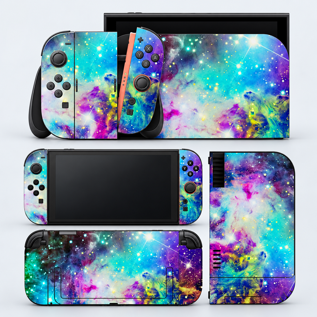 Galaxy Colors Skin for Nintendo Switch 2 — studio mockup; skin only