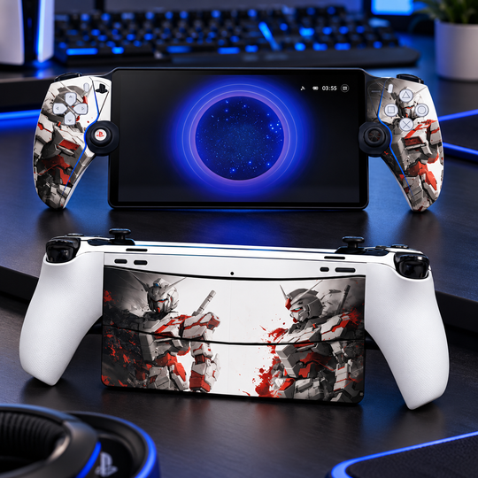 Gundam Battle Skin for PlayStation Portal — lifestyle mockup; skin only