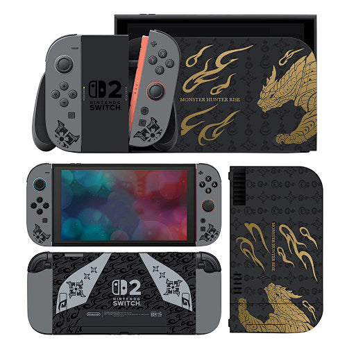 Monster Hunter Rise Charcoal Gold Skin for Nintendo Switch 2 — supplier design and coverage reference