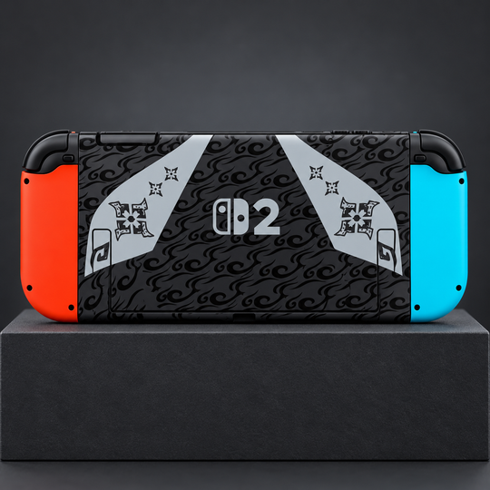 Monster Hunter Rise Neon Duo Skin for Nintendo Switch 2 — back mockup; skin only
