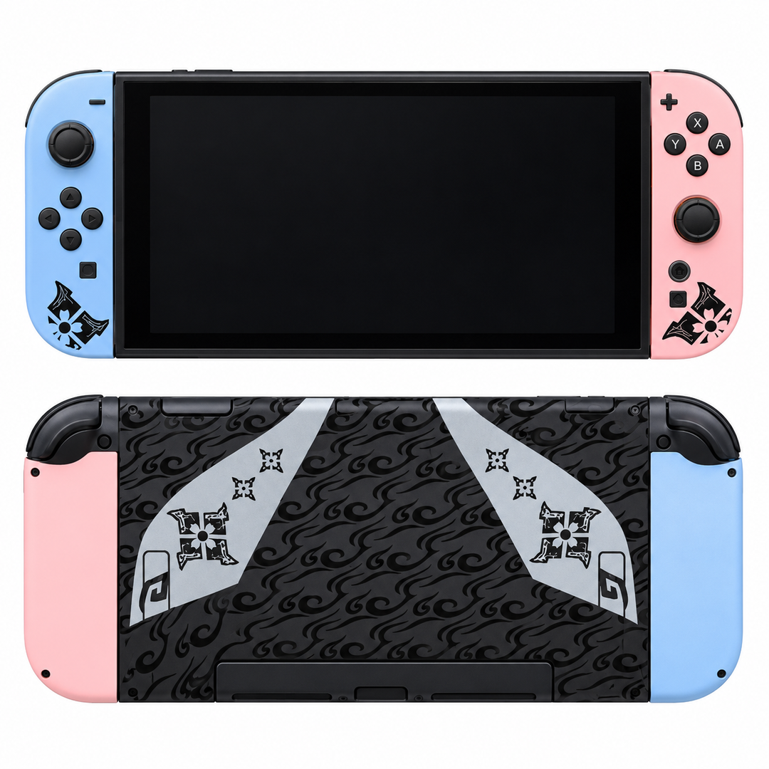 Monster Hunter Rise Pastel Duo Skin for Nintendo Switch 2 — front mockup; skin only
