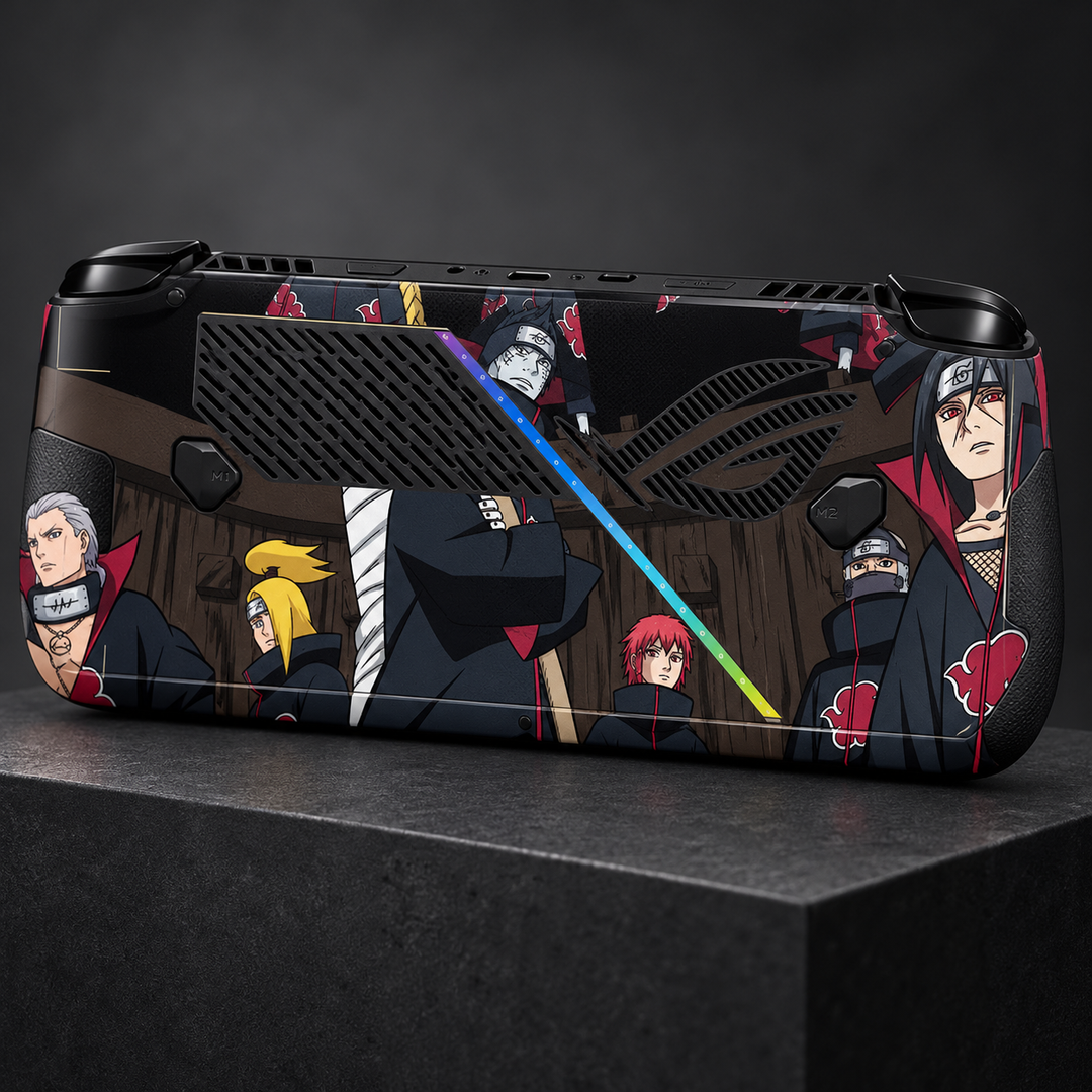 Naruto Akatsuki Squad Skin for ASUS ROG Ally X — back mockup; skin only