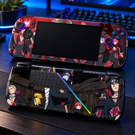 Naruto Akatsuki Squad Skin for ASUS ROG Ally X — lifestyle mockup; skin only