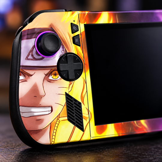 Naruto and Sasuke Rivalry Skin for ASUS ROG Ally X — detail mockup; skin only