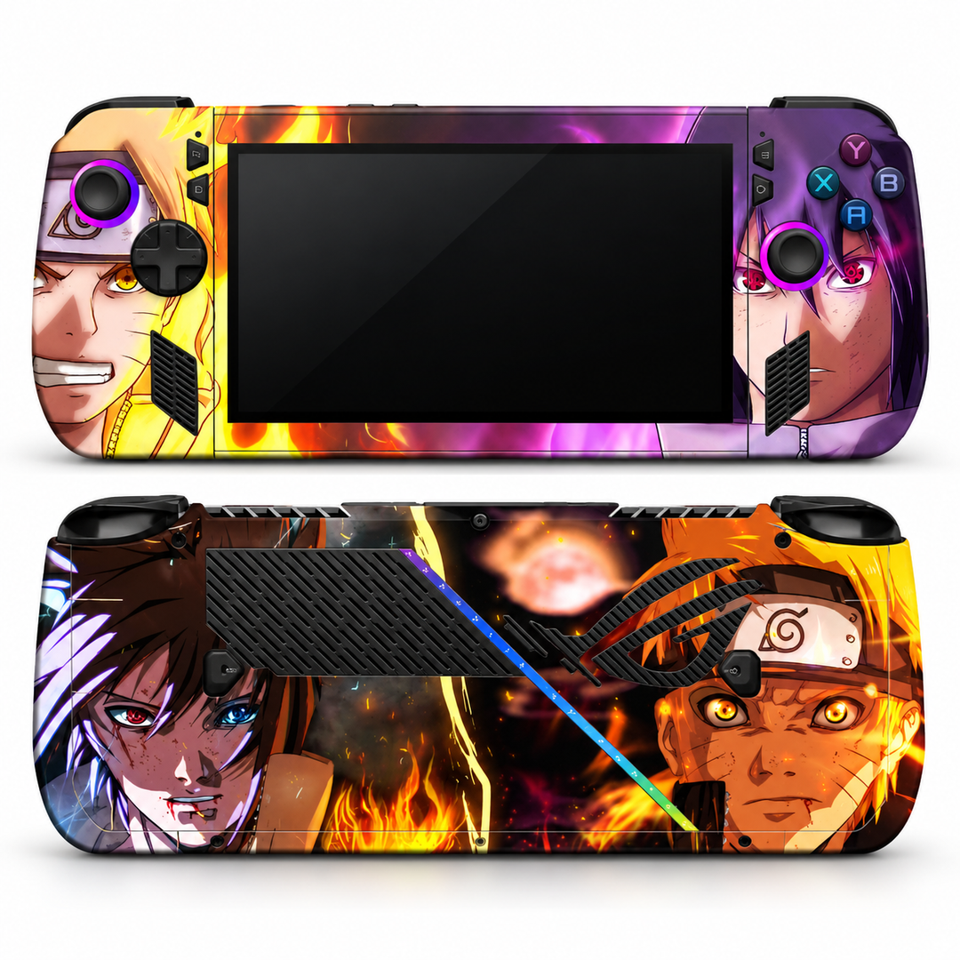 Naruto and Sasuke Rivalry Skin for ASUS ROG Ally X — front mockup; skin only