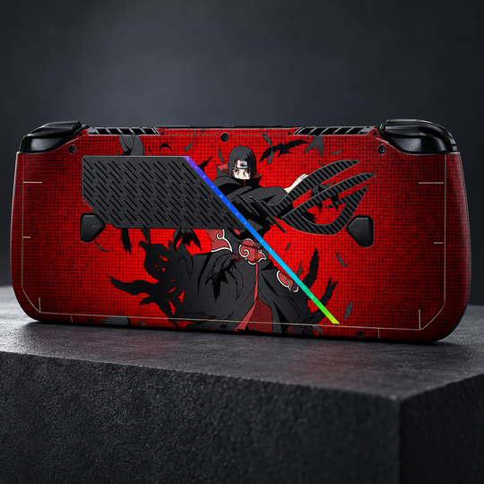 Naruto Itachi Crimson Skin for ASUS ROG Ally X — back mockup; skin only