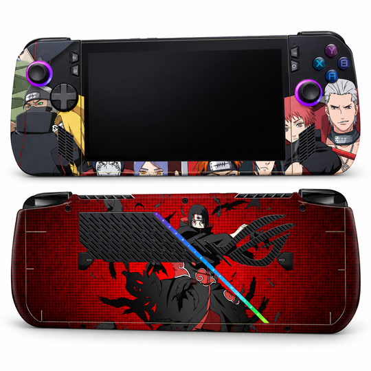 Naruto Itachi Crimson Skin for ASUS ROG Ally X — front mockup; skin only