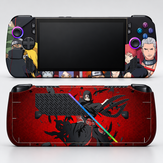 Naruto Itachi Crimson Skin for ASUS ROG Ally X — hero mockup; skin only