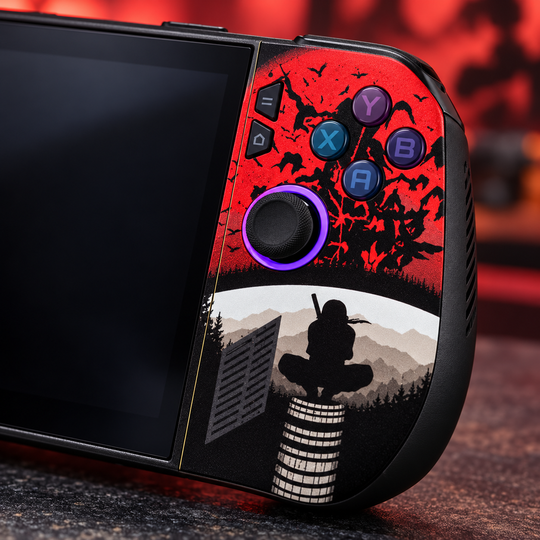 Naruto Sharingan Red Skin for ASUS ROG Ally X — detail mockup; skin only