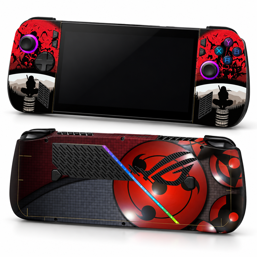 Naruto Sharingan Red Skin for ASUS ROG Ally X — front mockup; skin only