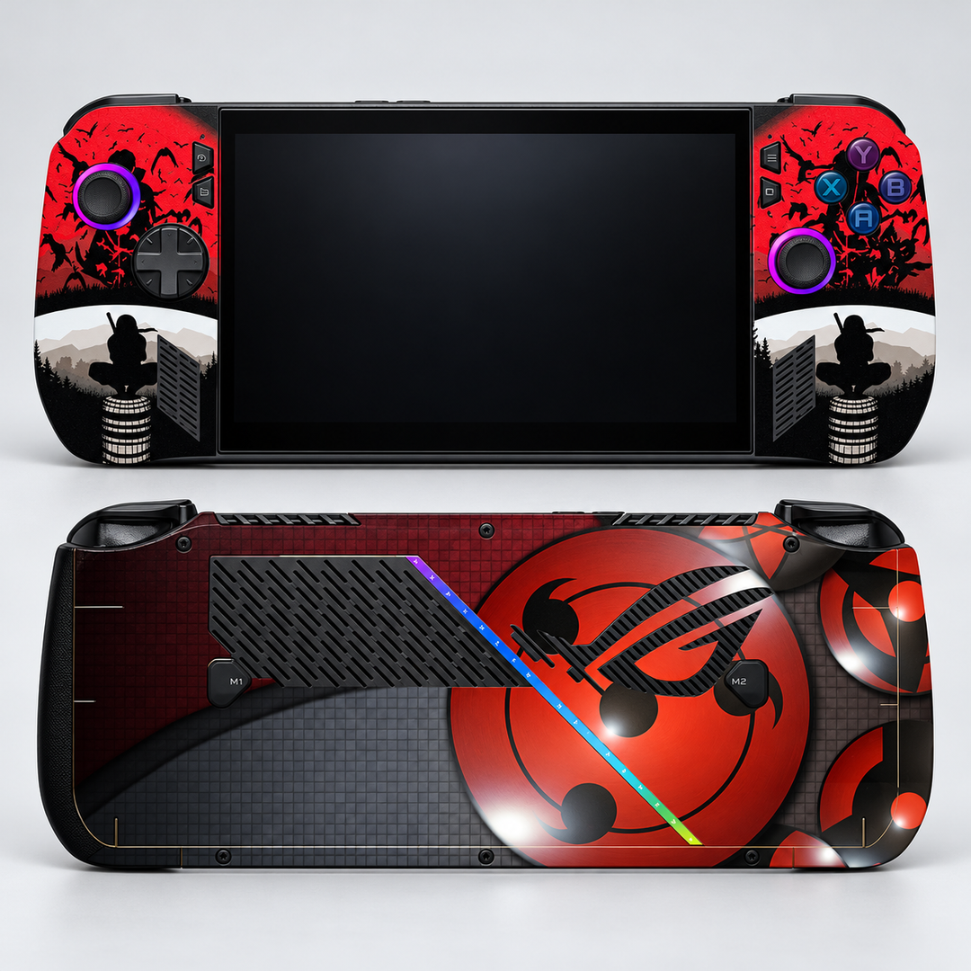 Naruto Sharingan Red Skin for ASUS ROG Ally X — hero mockup; skin only