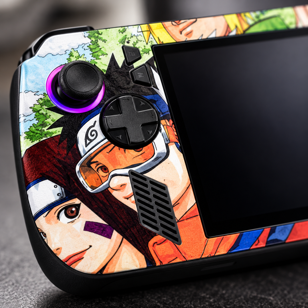 Naruto Team Seven Skin for ASUS ROG Ally X — detail mockup; skin only
