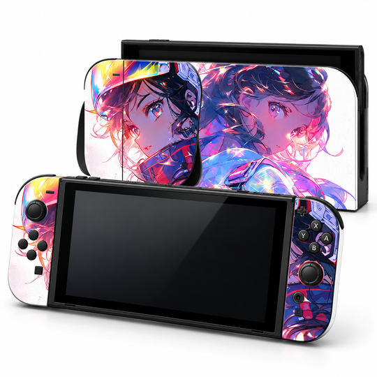 Neon Anime Dream Skin for Nintendo Switch 2 — front mockup; skin only