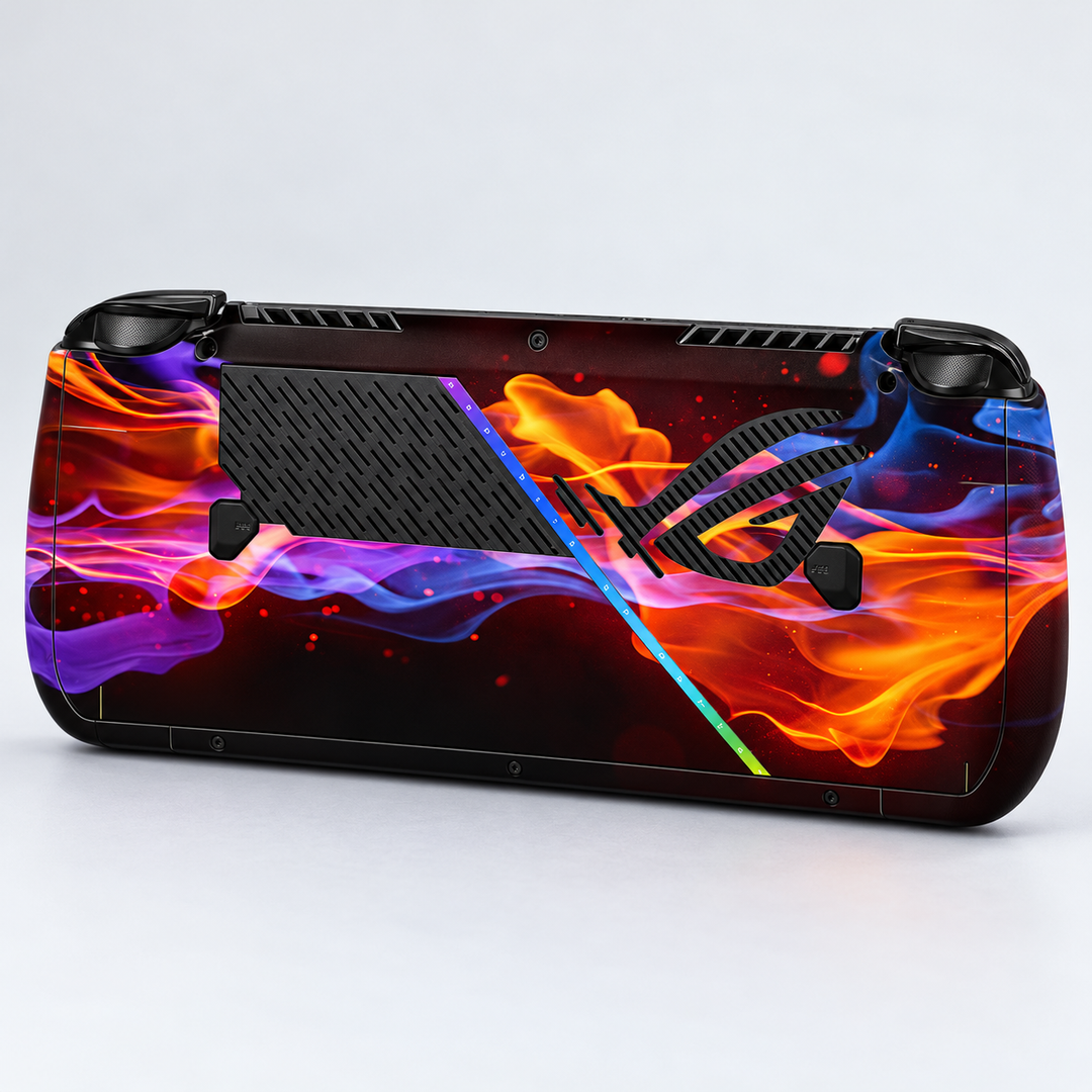Neon Flame Skin for ASUS ROG Ally X — back mockup; skin only