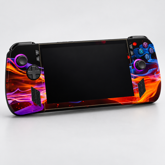 Neon Flame Skin for ASUS ROG Ally X — hero mockup; skin only