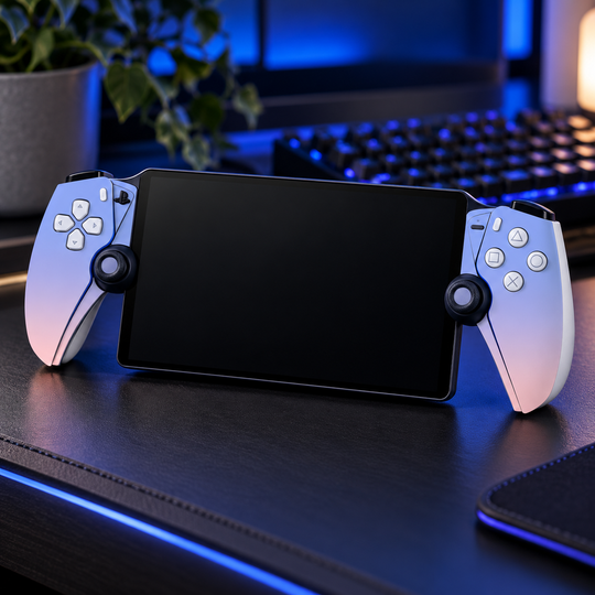 Pastel Dusk Gradient Skin for PlayStation Portal — lifestyle mockup; skin only