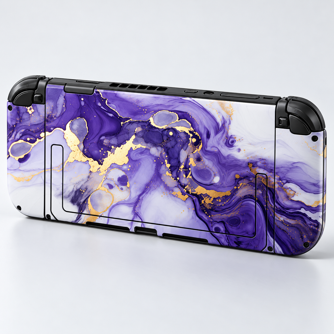 Purple Gold Marble Skin for Nintendo Switch 2 — back mockup; skin only