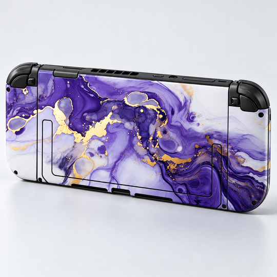 Purple Gold Marble Skin for Nintendo Switch 2 — back mockup; skin only
