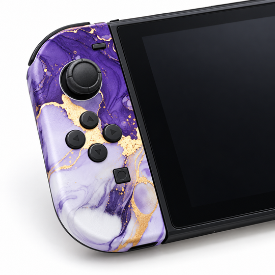 Purple Gold Marble Skin for Nintendo Switch 2 — detail mockup; skin only