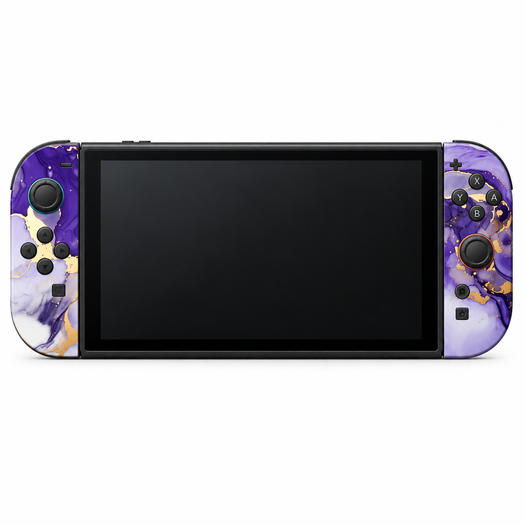 Purple Gold Marble Skin for Nintendo Switch 2 — front mockup; skin only