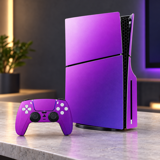 Purple Gradient Skin for PS5 Slim Disc Edition — lifestyle mockup