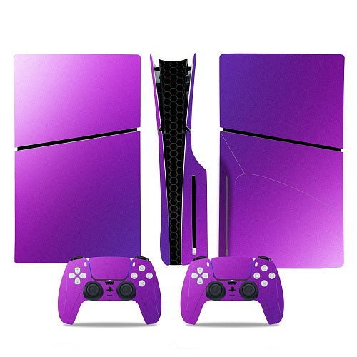 Purple Gradient Skin for PS5 Slim Disc Edition — front and back design views