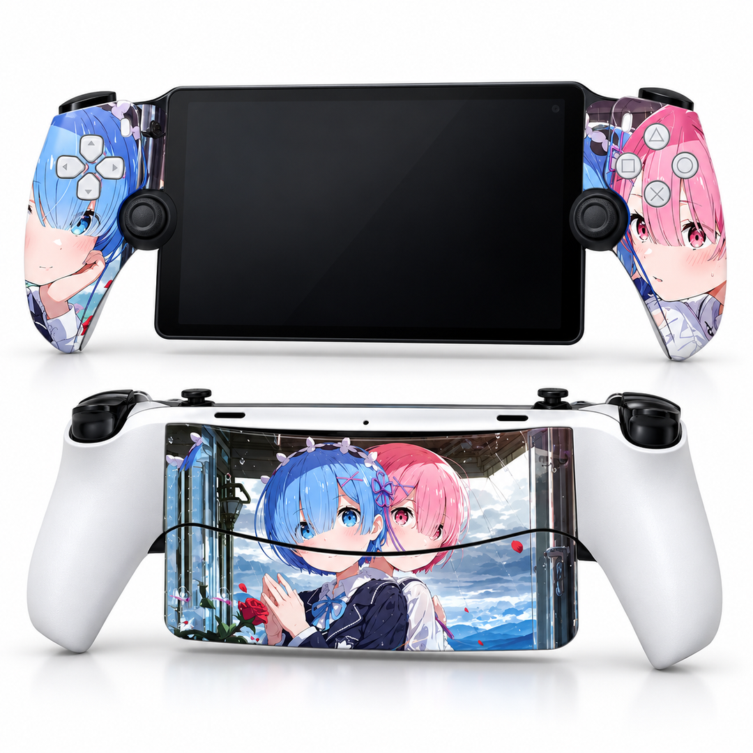 Re Zero Rem and Ram Skin for PlayStation Portal — front mockup; skin only